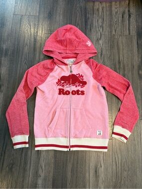 Roots Girls' Pink & Red Zip-Up Hoodie